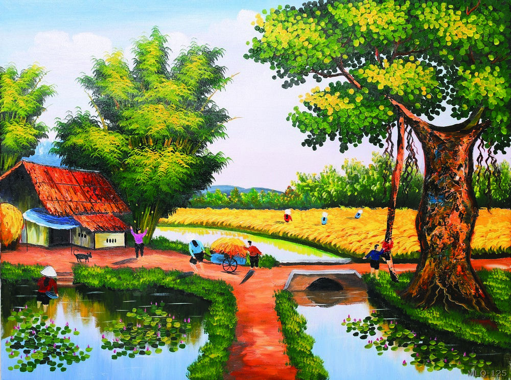 Phong cảnh làng quê - sơn dầu MLQ-125